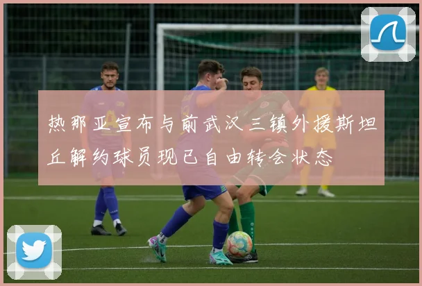 热那亚宣布与前武汉三镇外援斯坦丘解约球员现已自由转会状态